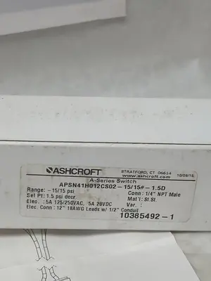 New | in-Stock ASHCROFT APSN41H012CS02-15/15#-1.5D Relays & Switches | Surplus Asset Holdings #1205716