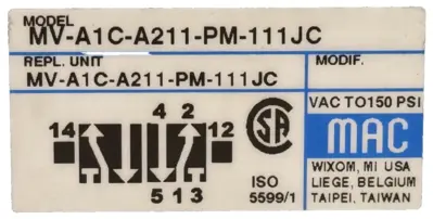 New | in-Stock MAC VALVES INC MV-A1C-A211-PM-111JC Solenoid Valves Michigan US | SB Industrial Supply #1228508