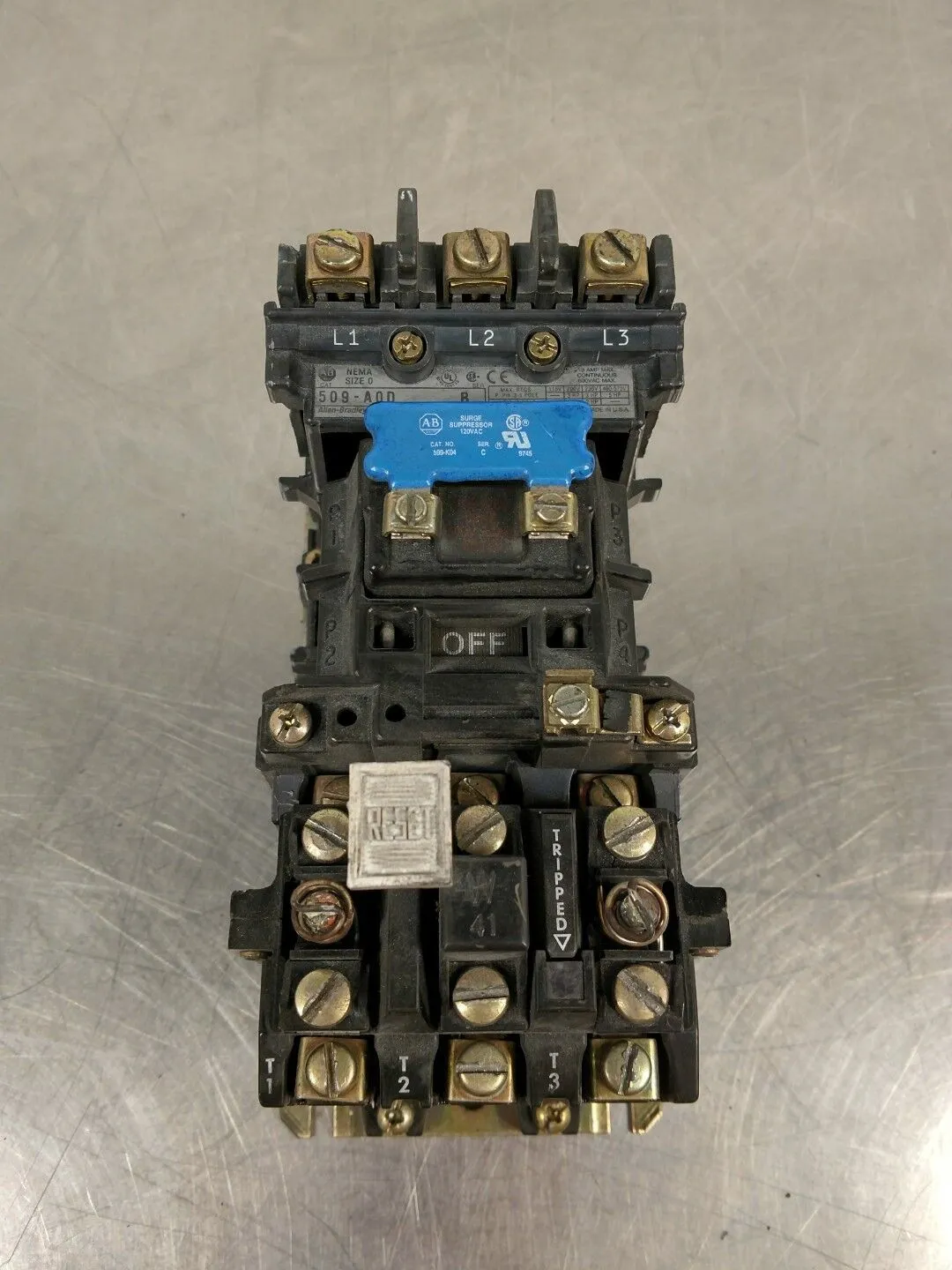 ALLEN-BRADLEY 509-A0D SERIES B SIZE 0 STARTER, 18AMP 600VAC 4E-10