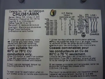 USED SQUARE D CHU361AWK