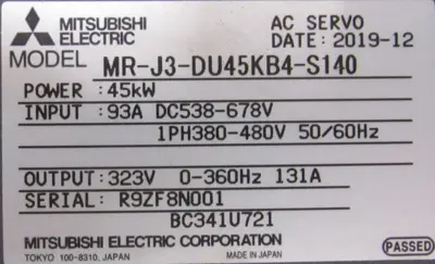 NEW MITSUBISHI MR-J3-DU45KB4-S140 DRIVE 45KW MRJ3DU45KB4S140