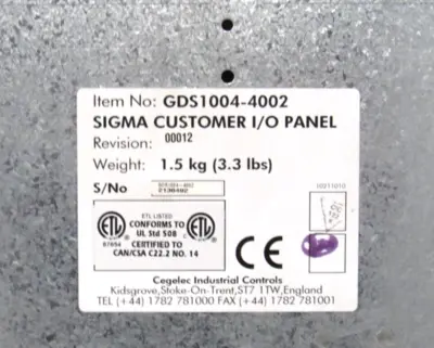 REMANUFACTURED CONVERTEAM GDS1004-4002 I/O PANEL GDS10044002