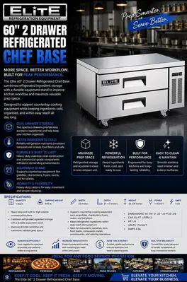 Elite 60" 2 Drawer Refrigerated Chef Base