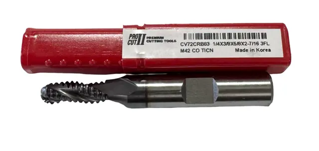 ProCut 1/4" Cobalt Ball Nose Roughing End Mill 3 Flute TiCN Coated
