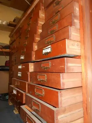 8297-385 Antique Wood Parts Cabinet