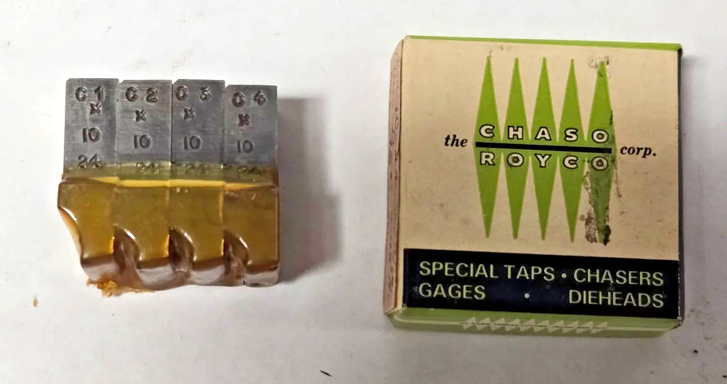 Chaso-Royco Chaser set 9/16 10-24 Type D 10º hook angle 45º Chamfer angle