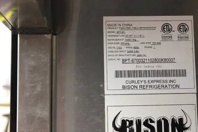 BISON BPT 67", 2 Door, Pizza Prep Table Refrigerator Commercial NSF