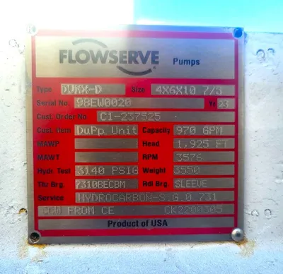 USED FLOWSERVE 4X6X10 7/5 DVMX-D