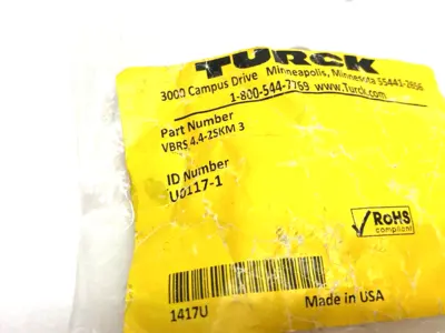 NEW TURCK CABLE SPLITTER, 2-PORT, M8 3-WIRE TO M12 U0117-1
