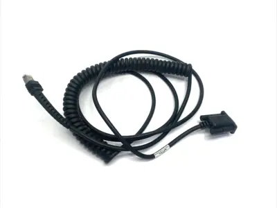 USED DATALOGIC COILED SCANNER SERIAL CABLE RS 9P SOCKET CORD, 3.6M, SH5327
