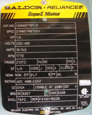 NEW BALDOR CEBM3710T-D BRAKE MOTOR 7.5HP 230/460V 213TC DBSC-V 46BK0600B01