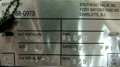 REFURBISHED KUNKLE VALVE 910FD RELIEF VALVE 3/4 910FD-121 600PSI