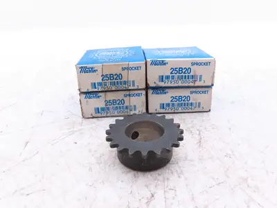Martin 25B20 #25 Roller Chain Sprocket 20T 7/8" Bore set screw Lot of 4