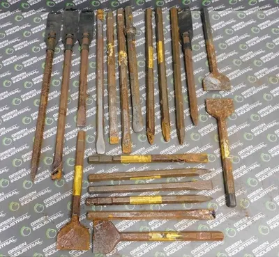 Lot of 41 Rusty Bits Clay Spade, Bull Point, Cold Chisel, Bushing Tool Used