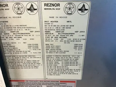 Used 2003 REZNOR UDAP125 Miscellaneous MRO Ohio US | HGR 24 #1309311