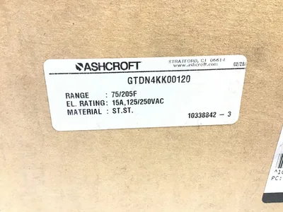 Ashcroft GTDN4KK00120 Temperature Regulating Equipment 15A 125/250VAC 75/205F