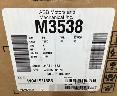 USED BALDOR RELIANCE M3538