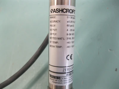 Ashcroft E2GC3CM0142FCX03F30 Pressure Transducer 0-30 PSI NEW H7