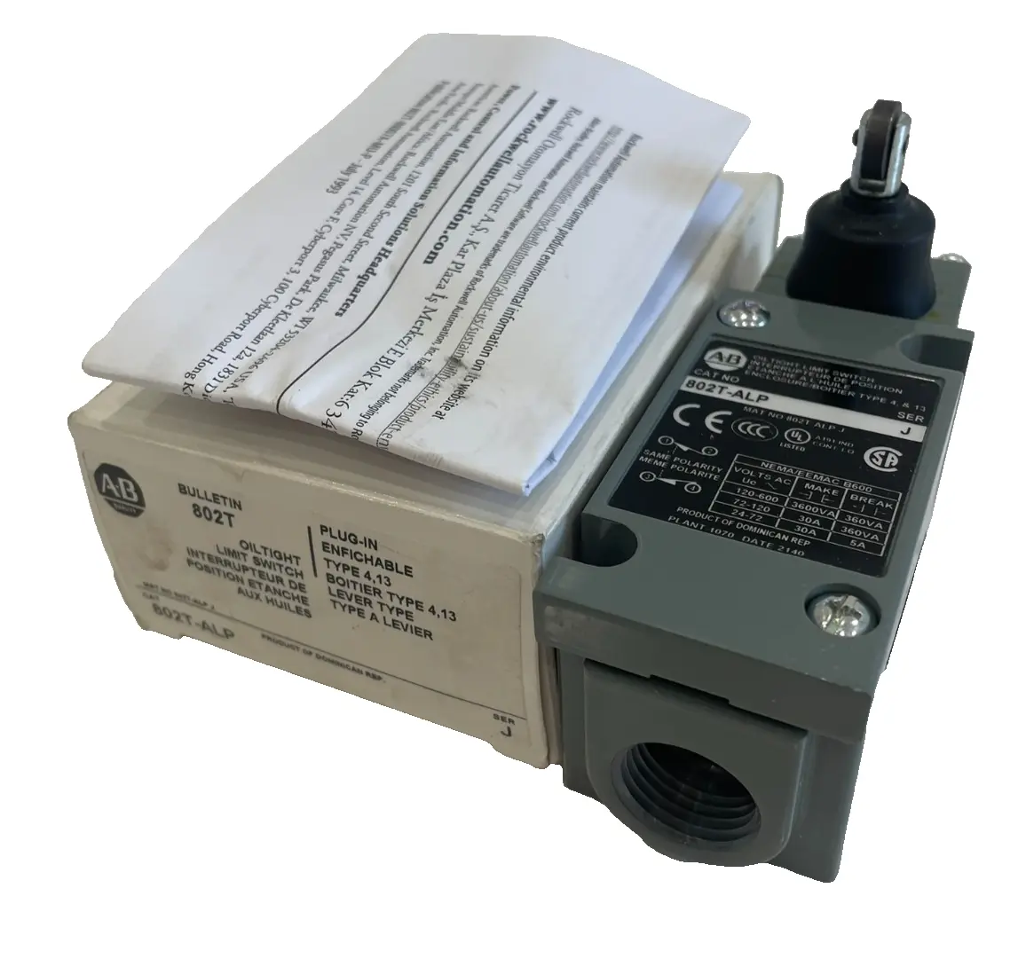 ALLEN BRADLEY 802T-ALP LIMIT SWITCH SER.J 802TALP