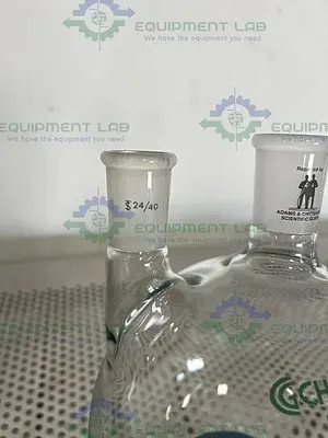 USED CHEMGLASS 3000 ML 3-NECK ROUND BOTTOM HEAVY WALL FLASK 24/40, 24/26