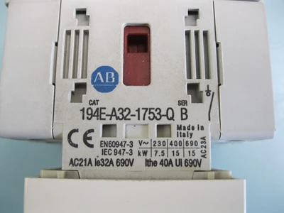 Lot (6) Allen-Bradley 194E-A32-1753-Q Ser B 32A 600 VAC Isolator Switch A2