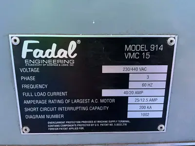 Used 1997 FADAL 914 / VMC 15 Vertical Machining Centers Ohio US | HGR 24 #1518926