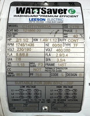 New | in-Stock LEESON 121866.00 Motors (misc) Indiana US | J&J Industrial Supply #1285267