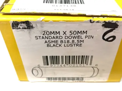New | in-Stock HOLO-KROME Standard Dowel Pin 20mm x 50mm ASME B18.8.5M BOX OF 6 Misc Fasteners Michigan US | Maverick Industrial Sales #1391678