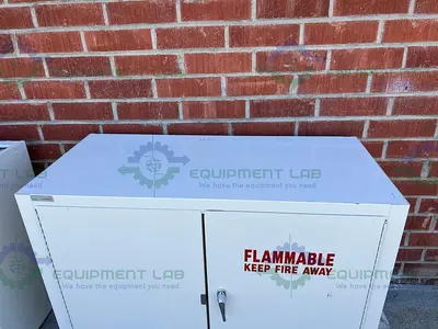 USED MOTT FLAMMABLE STORAGE CABINET 48" X 22" X 35" W/ MOTT ACID CABINET 18"X35"X48"