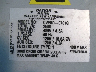 USED DAYKIN CVFBD-0701G
