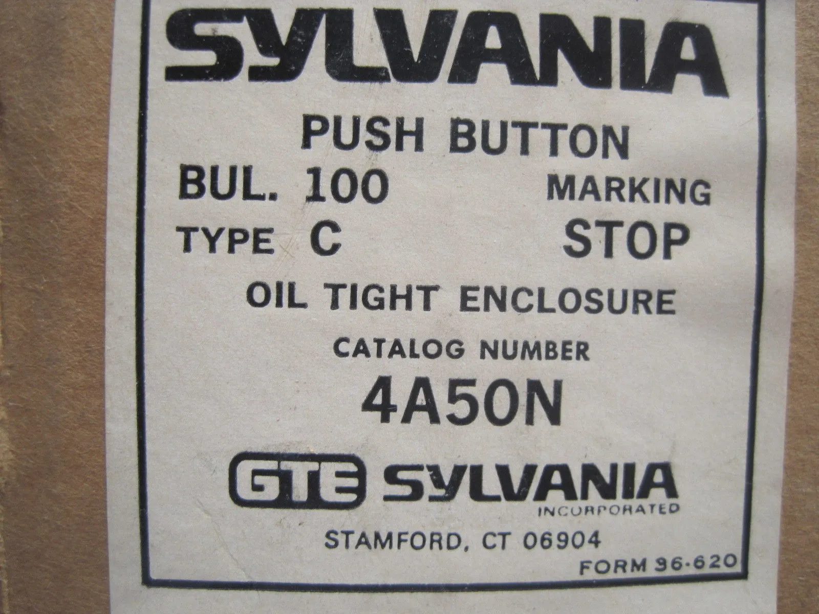 NEW SYLVANIA 4A50N PUSH BUTTON