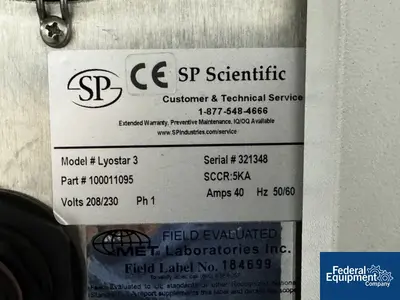 USED SP Scientific 4.6 Sq Ft SP Scientific Freeze Dryer, S/S, Model Lyostar 3