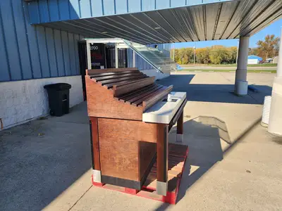 Used Falcon Restaurant Supply Used Wooden Bakery / Produce Display Rack with Sneeze Guard and Bottom Storage Restaurant Equipment (Miscellaneous) Illinois US | Falcon Restaurant Supply #1376840