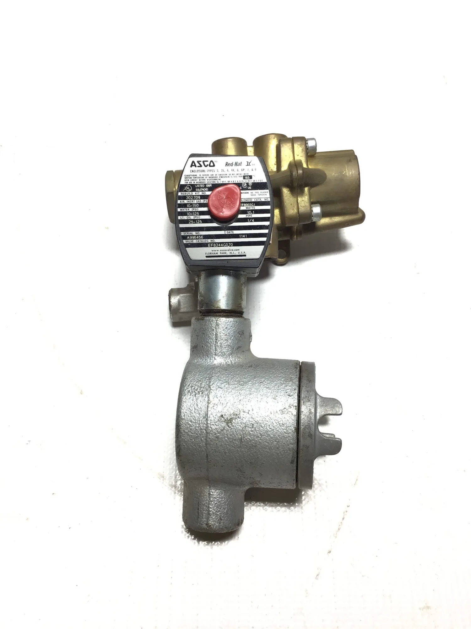 ASCO EF8344G070 RedHat Solenoid Valve 1/4″NPT 10.1Watts Encl Type 3,3S,4,4X6,6P