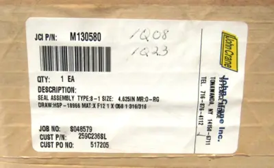 NEW SEALED JOHN CRANE M130580 SEAL ASSY. TYPE 8-1 4.625IN