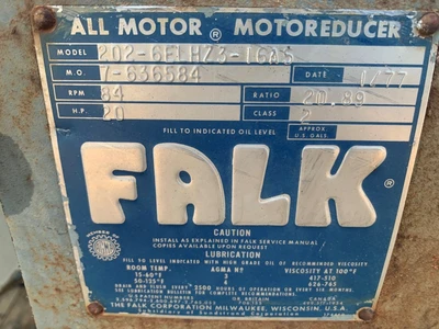 Falk 202-GELH23-16A5 20.89 Ratio 20HP 84 RPM Gear Reducer
