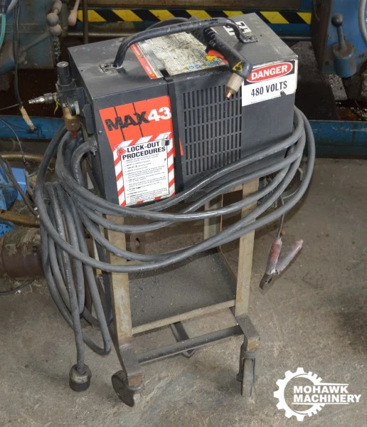 40 AMP HYPERTHERM “MAX 43” PORTABLE PLASMA CUTTING SYSTEM w/PORTABLE CART - HOSE & GUN