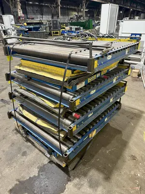 3,000 LBS X 48" X 48" ROTO-MAX HYDRAULIC SCISSOR LIFT TABLE W/ ROTARY LEWCO ROLLER CONVEYOR TOP, 110 VOLT: STOCK #20873