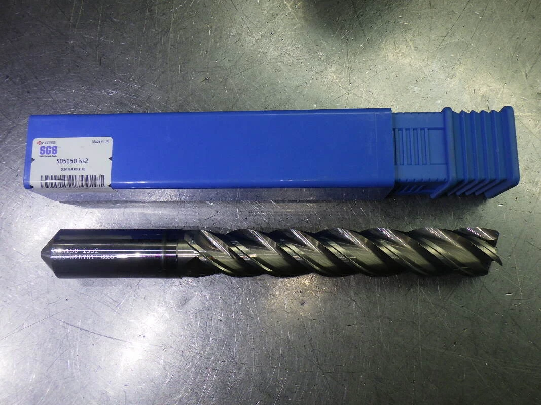 Kyocera/SGS 24mm 4 Flute Coolant Thru CR Endmill .8mm R S051501iss2 (LOC2025B)