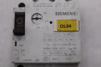 SIEMENS 3VU1300-1MB00 MANUAL MOTOR STARTER STOCK #K-3813