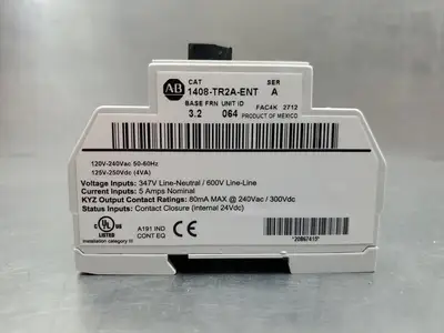 Used Allen-Bradley 1408-TR2A-ENT Ser A FRN 3.2 Powermonitor 1000 Module. Data Acquisition and Logging, Multimeter Systems South Carolina US | Palmetto Automation #1512178