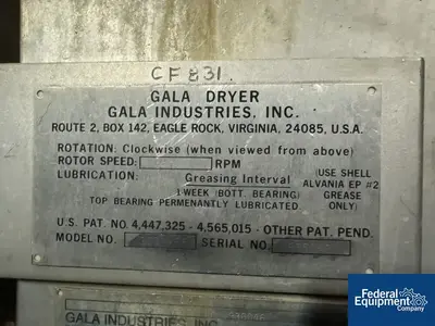 USED Gala Gala Dewatering Spin Dryer System, Model 303BF, S/S