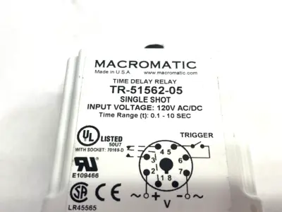 USED MACROMATIC TIME DELAY RELAY, SINGLE SHOT, 0.1-10SEC