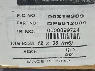 DP5012030 | Dowel Pin M12 x 30mm BOX OF 50 - New Other
