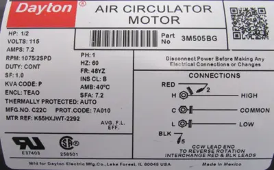 NEW DAYTON 3M505BG MOTOR 1/2HP 115V