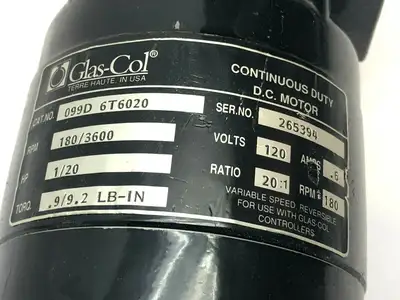 Used Glas-Col 099D 6T6020 D.C. Motors Michigan US | Maverick Industrial Sales #1395507