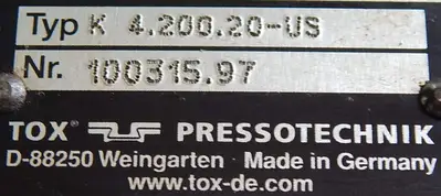 USED TOX PRESSOTECHNIK K4.200.20-US