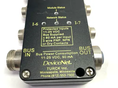 Used Turck DeviceNet Bus Stop 8 Discrete Inputs 11-25VDC Input / Output Modules Michigan US | Maverick Industrial Sales #1424641