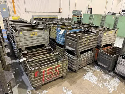 36” x 18” x 18” STEEL STACKABLE PARTS BIN TUB CONTAINER WITH DUMP DOOR, 200+ AVAILABLE: YOBRO #25062