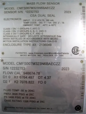 USED Micro Motion CMFS007 M323N6BAECZZ